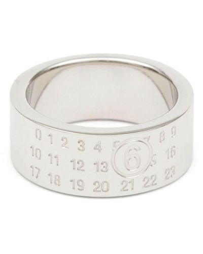 MM6 by Maison Martin Margiela Numeric Engraved Polished Ring - White