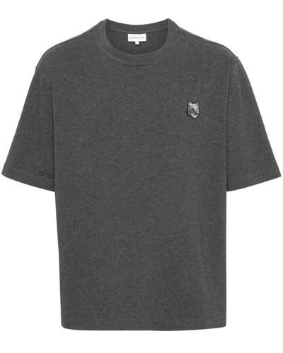 Maison Kitsuné Fox-Motif Cotton T-Shirt - Grey