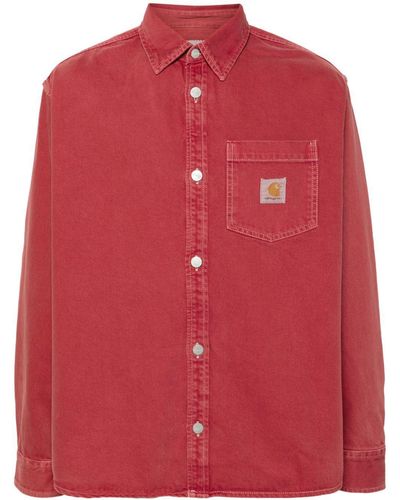 Carhartt George Logo-Patch Denim Shirt - Red