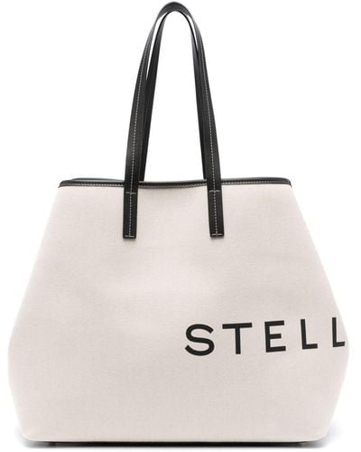 Stella McCartney Logo-Print Detachable-Purse Bag - Natural
