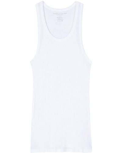 Majestic Filatures Semi-Sheer Fine Ribbed Tank Top - White