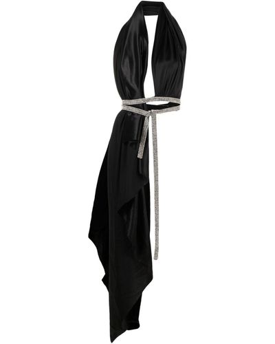 Nue Bianca Rhinestone-Embellished Backless Top - Black