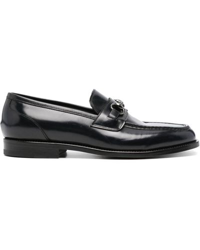 Tagliatore Appliqué-Detail Leather Loafers - Black