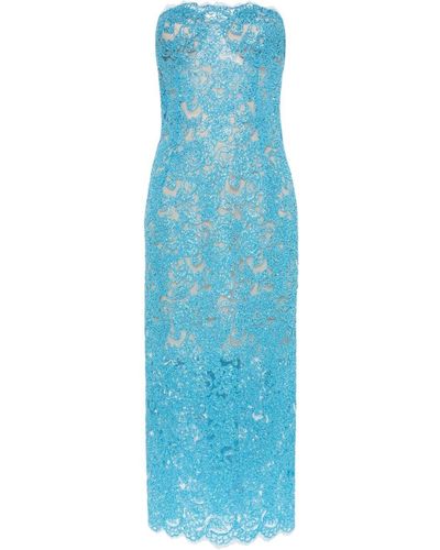 Ermanno Scervino Crystal-Embellished Guipure Lace Dress - Blue