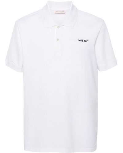 Alexander McQueen Logo-Embroidered Cotton Polo Shirt - White