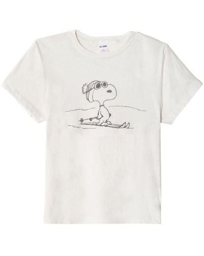 RE/DONE Classic Ski Snoopy-Print T-Shirt - White