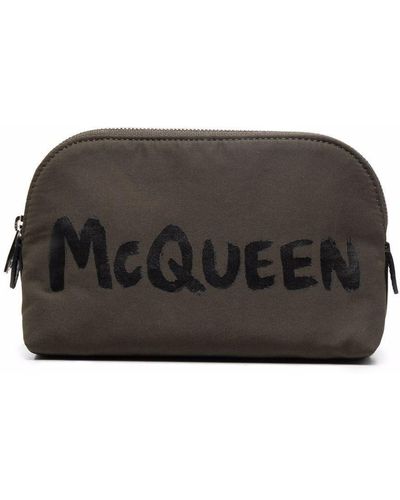 Alexander McQueen Logo-print Make-up Bag - Grey