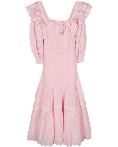 FARM Rio Ruffled-Detail Midi Dress - Pink