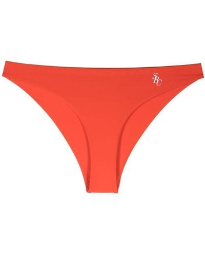 Sporty & Rich Logo-print Bikini Bottoms - Red