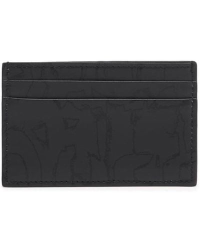 Alexander McQueen Graffiti Leather Card Holder - Black
