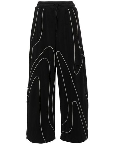 Y-3 Piping-Detail Jersey Trousers - Black