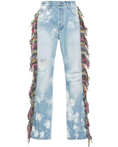 Alchemist Fringed Bleached Jeans - Blue