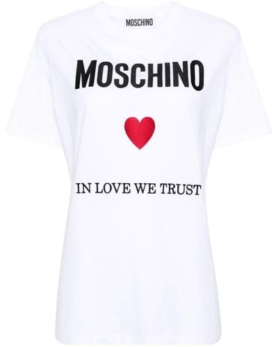 Moschino Moschino In Love We Trust Cotton T-Shirt - White