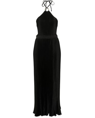L'idée Cheri Plissé Maxi Dress - Black