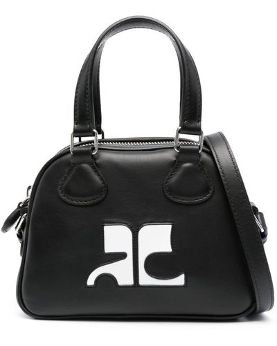 Courreges Bowling Leather Mini Bag - Black