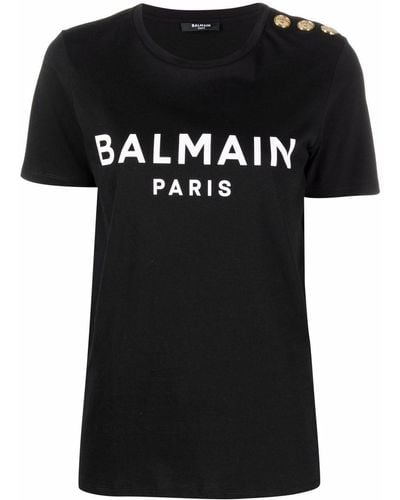 Balmain Logo-Print Cotton T-Shirt - Black