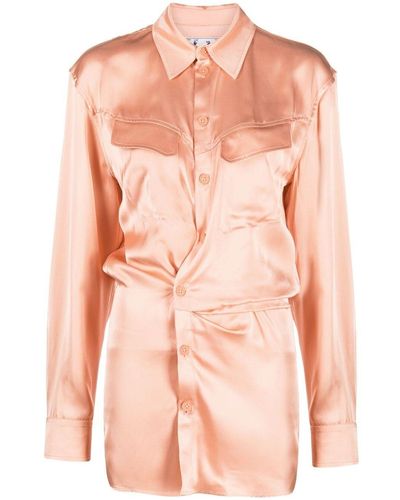 Off-White c/o Virgil Abloh Off- Twist-Detail Shirt Dress - Pink