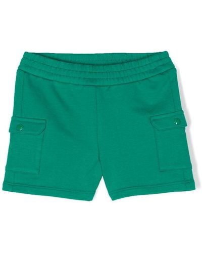 Moncler Logo-Patch Jersey Shorts - Green