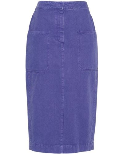 Max Mara Cotton Midi Skirt - Blue