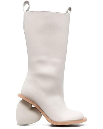 Yume Yume Heart-heel Round-toe Boots - White