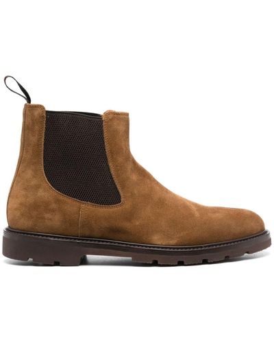 Henderson Round-Toe Suede Boots - Brown