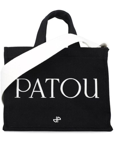 Patou Small Canvas Tote Bag - Black