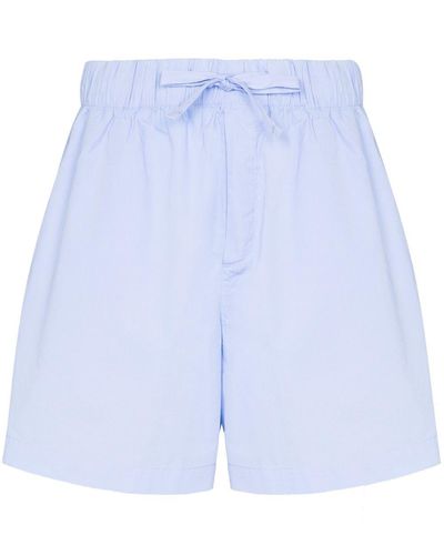 Tekla Drawstring Organic Cotton Pyjama Shorts - Blue