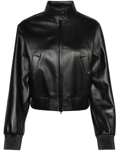 Ferragamo High-Neck Leather Jacket - Black