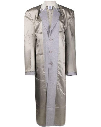 Vetements Single-Breasted Panelled Coat - Grey