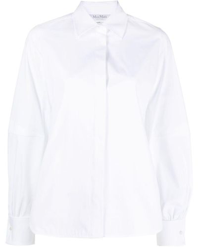 Max Mara Pointed-Collar Stretch-Cotton Shirt - White