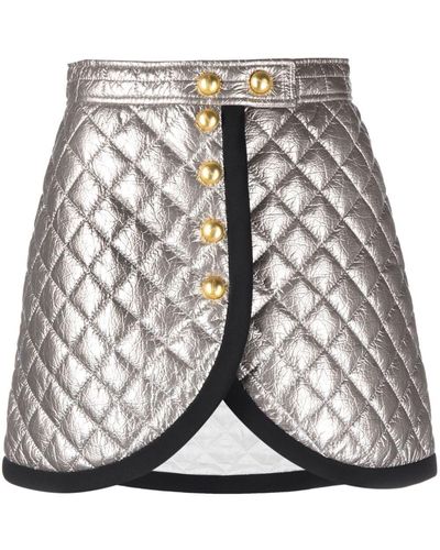 George Keburia Asymmetric Quilted Miniskirt - Gray