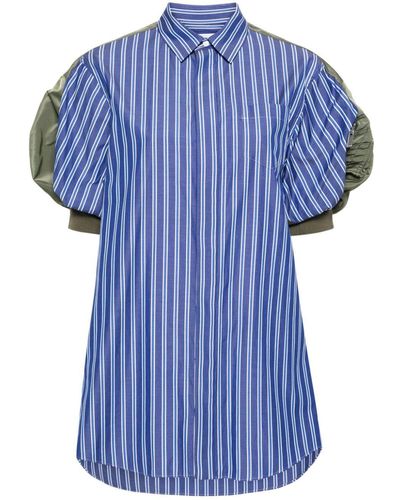Sacai Panelled Striped Minidress - Blue