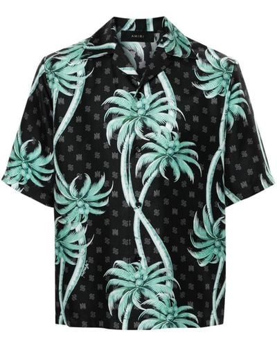 Amiri Palm Tree-Print Silk Shirt - Green