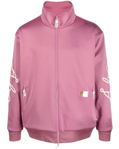 Advisory Board Crystals Logo-Embroidered Zip-Up Sweatshirt - Pink