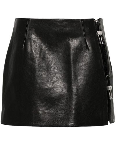 Gcds Logo-Plaque Leather Mini Skirt - Black