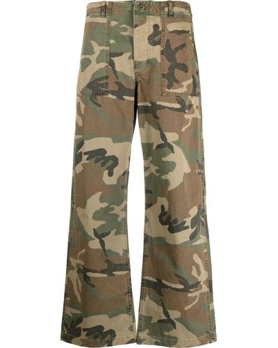 R13 Wide-Leg Camouflage-Print Pants - Natural