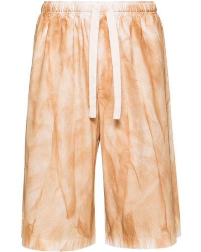 FEDERICO CINA Tie Dye-Print Cotton Shorts - Natural