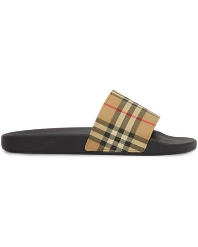 Burberry Vintage Check Print Slides - White