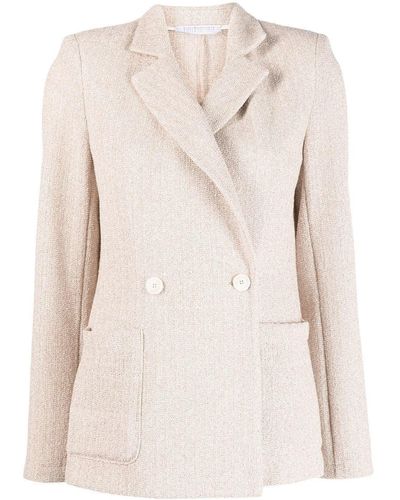 Harris Wharf London Double-Breasted Button Blazer - Natural