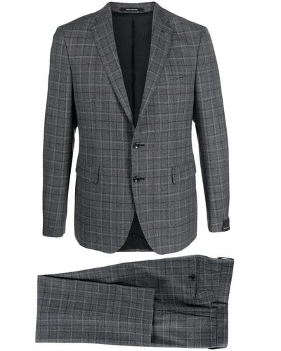 Tagliatore Checked Virgin Wool Suit - Grey