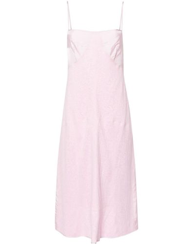 Jil Sander Lace-Appliqué Slip Dress - Pink