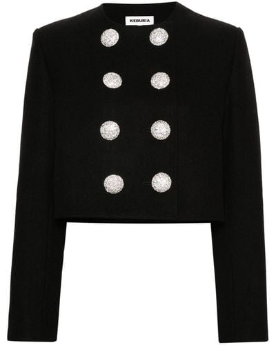 George Keburia Cropped Double-Breasted Jacket - Black
