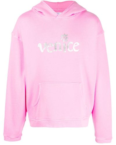 ERL Venice-Print Cotton Hoodie - Pink