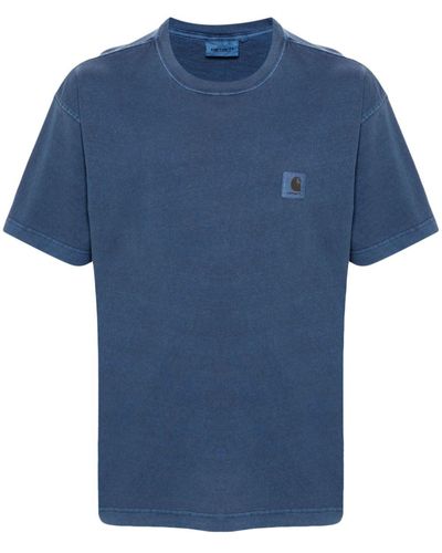 Carhartt Nelson Logo-Patch Cotton T-Shirt - Blue