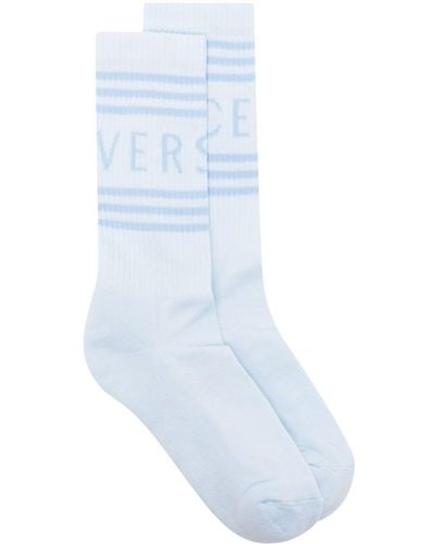 Versace 90S Vintage-Logo Ribbed Socks - Blue