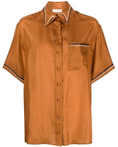 Zimmermann Alight Graphic-Print Silk Shirt - Orange