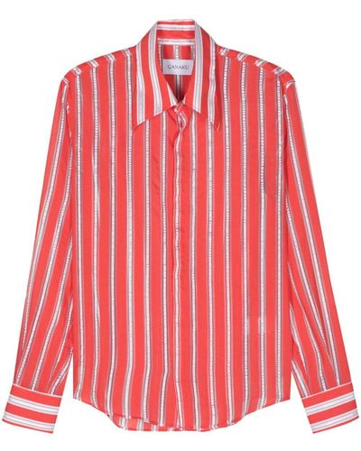 Canaku Striped Panelled Shirt - Red