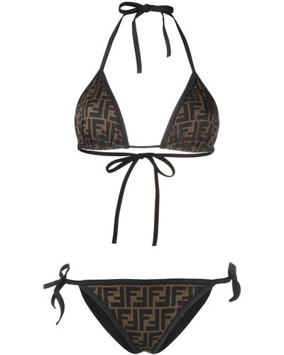 Fendi Ff-print Triangle Bikini - Black