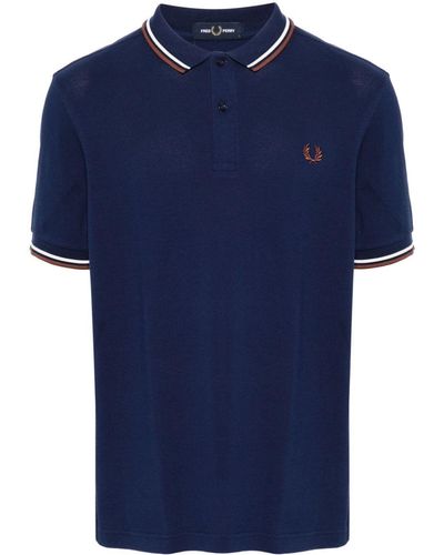 Fred Perry Logo-Embroidered Cotton Polo Shirt - Blue
