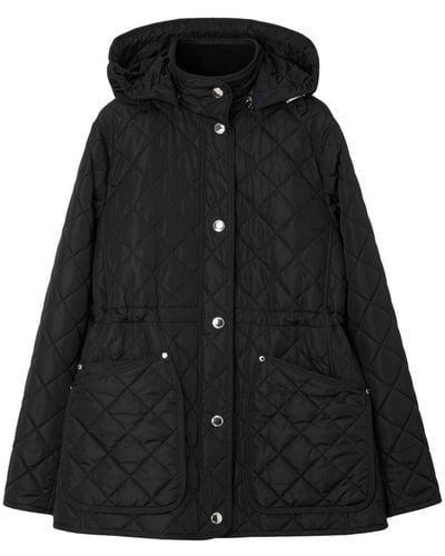Burberry Detachable-Hood Diamond-Quilted Jacket - Black